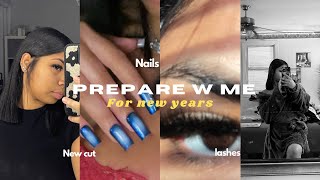 LAST MINUTE PREP W ME FOR NEW YEARS | i cut my hair ??? + lashes+ Nails + eyebrows etc
