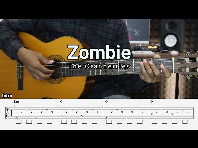 Zombie – The Cranberries - Fingerstyle Guitar Tutorial + TAB & Lyrics class=