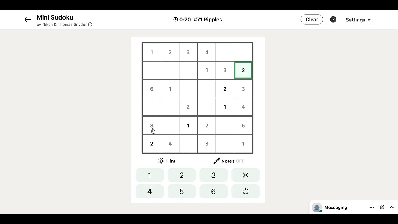 LinkedIn Mini Sudoku #71 Ripples | Today's Answer
