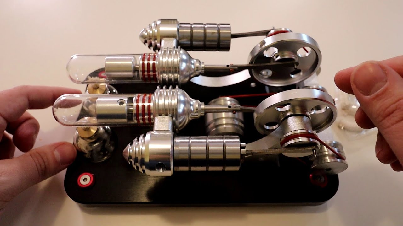 ColiCor Stirling Moteur Cylindre Chaud en Verre de Quartz Stirling Générateur Maquette Metal Cadeau pour Enfants 