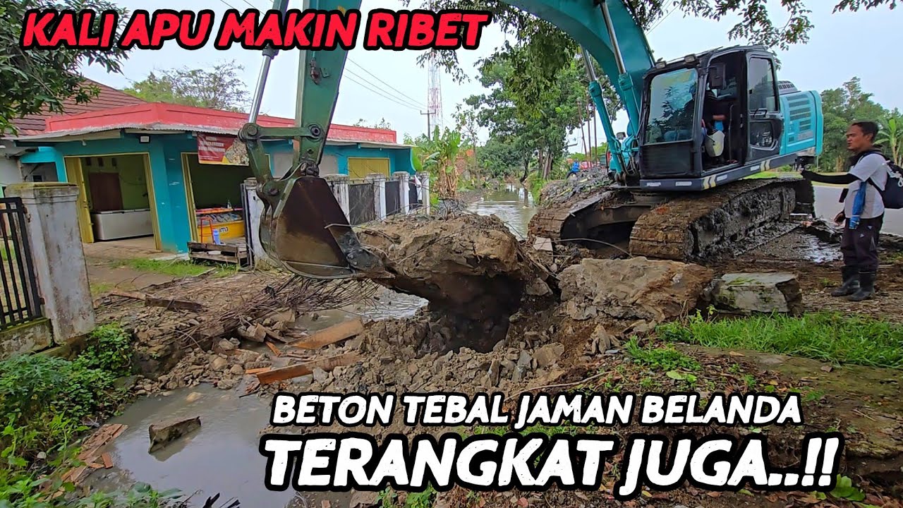 NGERI❗️JEMBATAN BETON TERKUAT KALI APUR BERHASIL DIANGKAT EXCAVATOR AIRPUN TIBA TIBA LANCAR ❗️