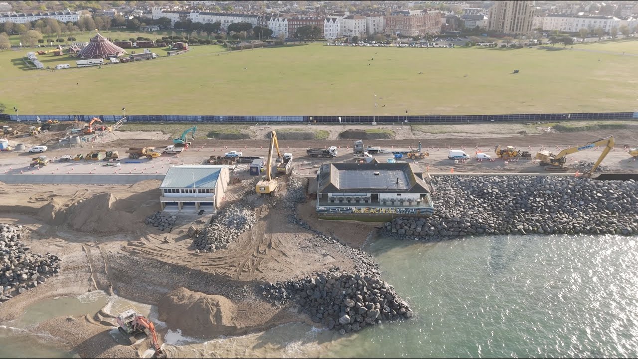 Southsea, Portsmouth Sea Defence Works | Aerial View on a Sunny April 2025 Morning 🌅🚁
