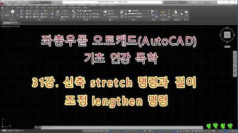 좌충우돌 오토캐드 기초 인강 독학 -  31강  신축 stretch 명령과 길이 조정 lengthen 명령