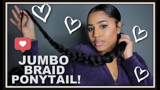 HOW TO: LONG JUMBO BRAID PONYTAIL WITH BRAIDING HAIR | KNOTLESS | SHORT NATURAL HAIR