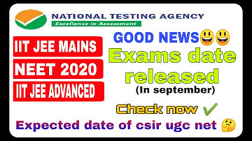 Good news😃 IIT JEE(mains+ advanced), NEET 2020 exams dates released by NTA👍👍
