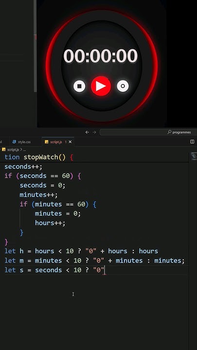 Stopwatch using Html, Css & Javascript #coding #html #css # ...