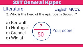 Sst General Kppsc | English MCQ's| Literature| Test Preparation| 14th August #quiz #exam