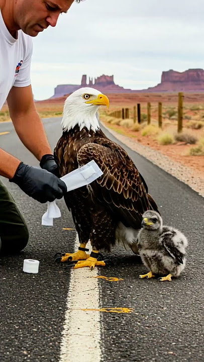 The eagle was rescued by a kind-hearted person#animals #eagle