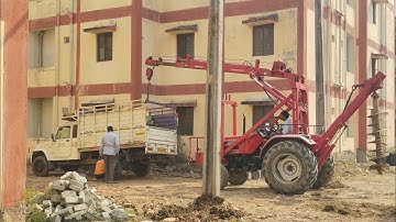 Erection of 33KV OHT Line Rail Pole #power @ElectricSquad @PowerSystem-v2p 