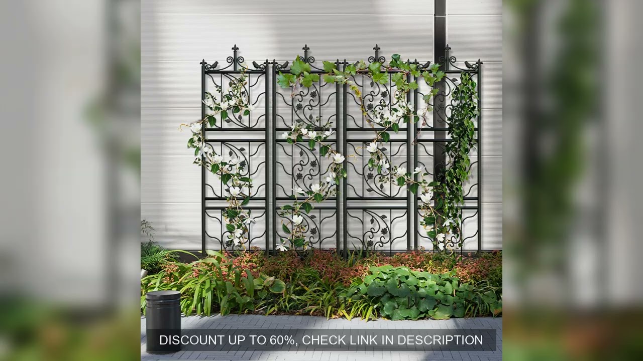 71 inch Garden Trellis Decorative Outdoor Tall Metal Fence Black Lattice Panel Yard Corner Décor for