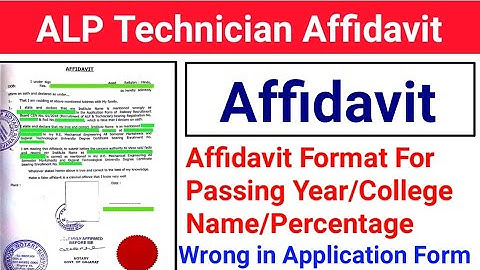 Affidavit Format for Passing Year/Percentage/Institute Name Mistake in Application Form of Railway