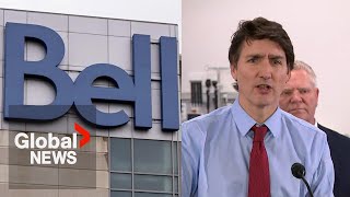 'I'm pretty pissed off': Trudeau blasts Bell layoffs, calls them 'garbage decision'