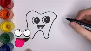 Bolalar uchun Tishlar rasm chizish/Drawing Brush and teeth for children/Рисование Зубы для детей