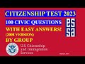 2023 EASY Answer By GROUP USCIS Official 100 Civic Questions &amp; Answers US Citizenship Interview 2023