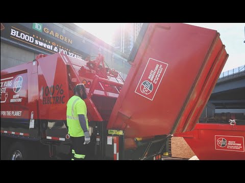 WIN Waste Innovations Chief Operating Officer Marieke Curley talks about the company's fully electric trash-collection trucks, which are now servicing areas of downtown Boston. The trucks are powered by the waste they collect.