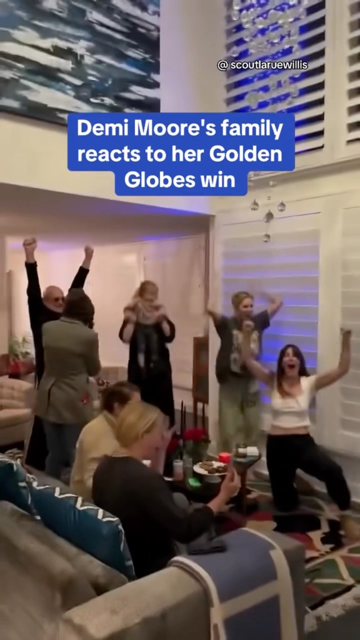 Demi Moore's family reacts to Golden Globes win #shorts