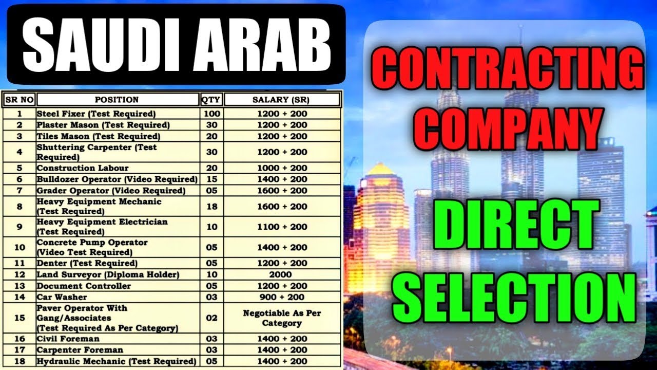 Jobs In Saudi Arabia Construction Company CV Selection Gulf