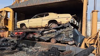 Car Crusher Crushing Cars 119 1975 plymouth duster by 1964corvan 9,398 views 13 days ago 11 minutes, 49 seconds