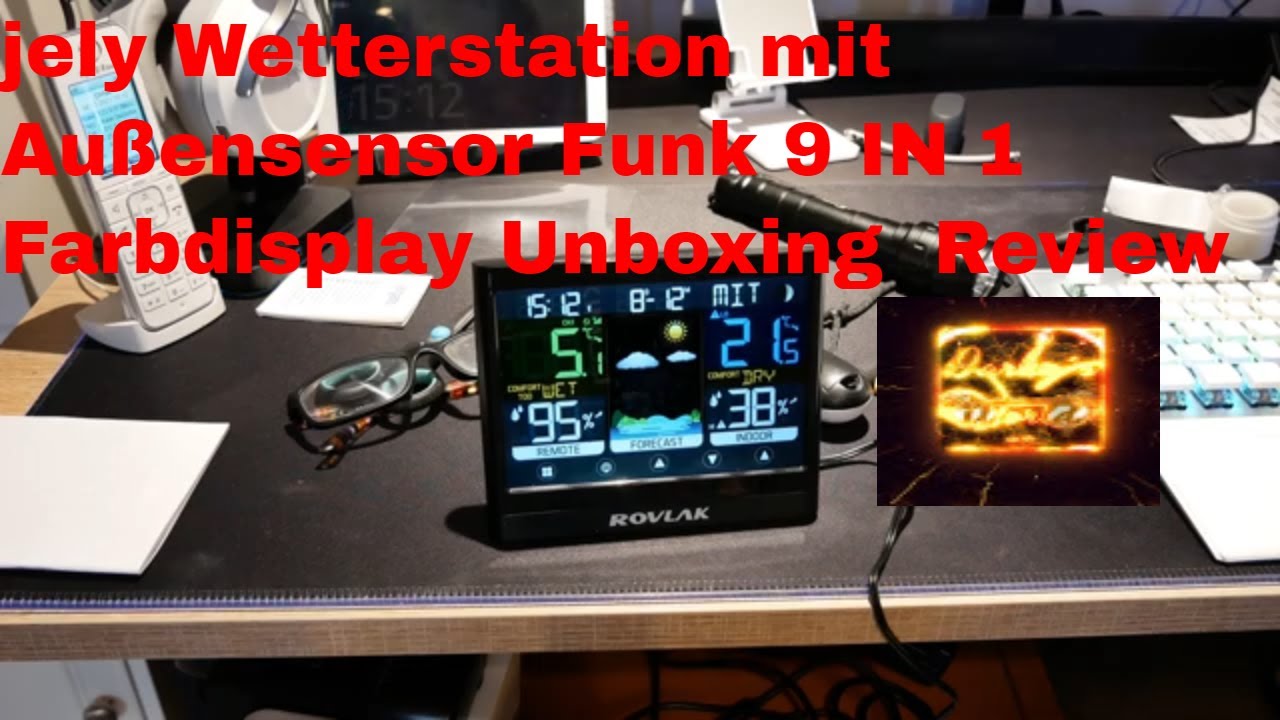 jely Wlan Wetterstation Funk mit Außensensor Farbdisplay 4 Einstellbare  Helligkeit Thermometer Hygrometer Innen Außen Wifi Funkwetterstation mit  Wettervorhersage, Temperatur, Luftfeuchtigkeit, Uhrzeit : : Garten