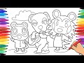 ANIMAL CROSSING COLORING PAGES FOR KIDS - HOW TO DRAW ANIMAL CROSSING COLORING PAGE