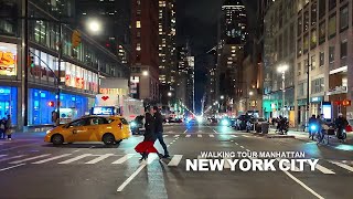 NEW YORK CITY - Manhattan Winter Season, Evening Walk Broadway and Columbus Circle, Travel, USA, 4K