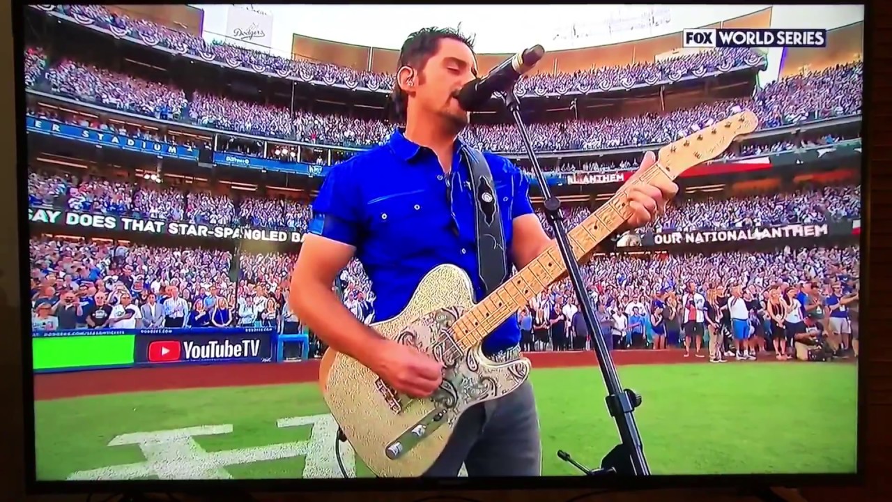 Brad Paisley Sings National Anthem At Game 2 Of World Series 2017 Brad Paisley Sings National Anthem At Game 2 Of World Series 2017