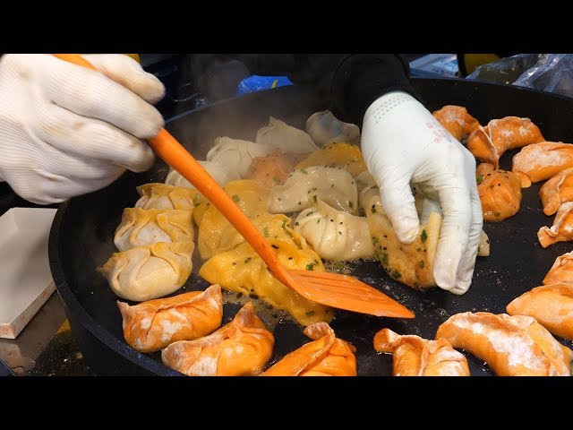 탱탱한 통새우 군찐만두 fried shrimp dumplings / korean street food