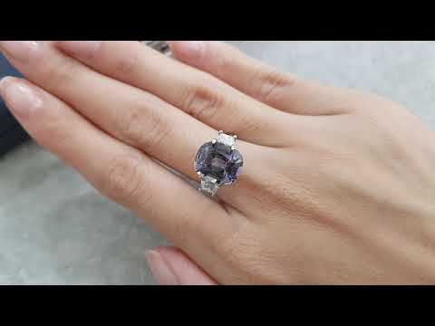 Cushion cut gray spinel 4.58 ct, Burma Video  № 1