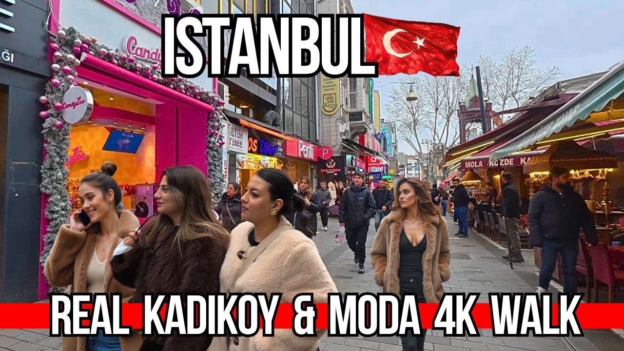 Ultimate Istanbul Cloudy & Windy Vibe: Kadikoy Market & Moda Street 4K Walk 2026 | Bars, Cafes, Food