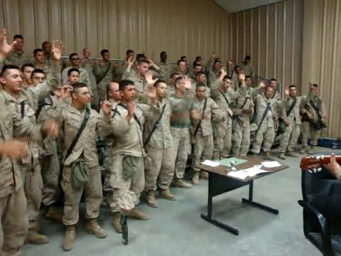 Marines singing "Lord i lift your name on high"