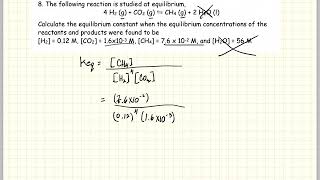Calculate K from [EQUILIBRIUM] concentrations 2018