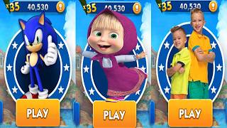 Sonic Dash vs Masha and the  Bear vs Vlad and Niki - Movie Sonic vs All Bosses Zazz Eggman
