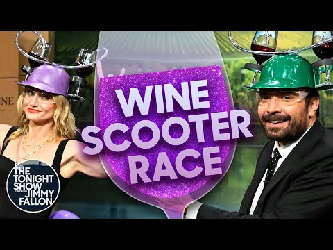 Wine scooter race with cameron diaz | the tonight show starring jimmy fallon