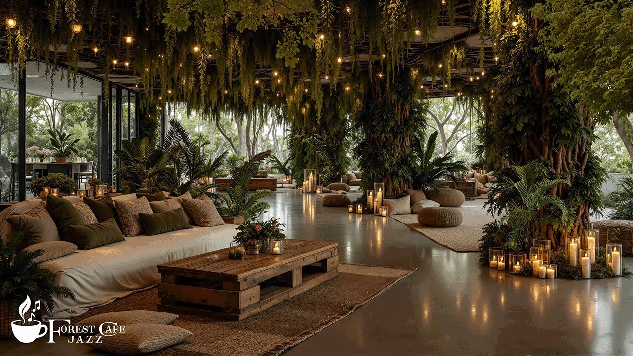 Calm Forest Cafe Jazz Ambience |Soft Jazz for Stress Relief With Luxurious Ambience | Jazz For Focus