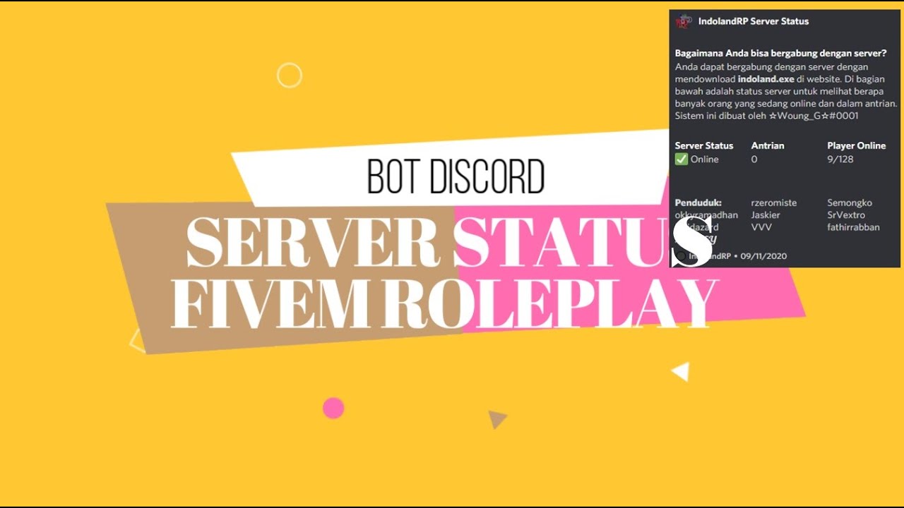 Cara buat Bot Discord Server Status FiveM Roleplay - YouTube