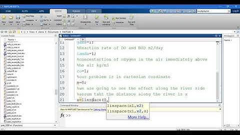 Appling matlab pde solver for solving BOD DO equation with Reaction, Diffusion and Re aeration