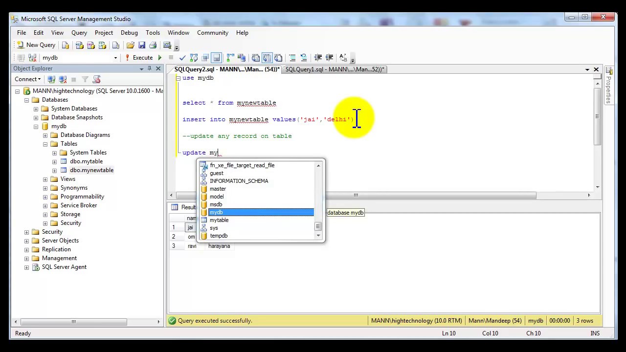 How to create a table in sql server with management Studio - YouTube