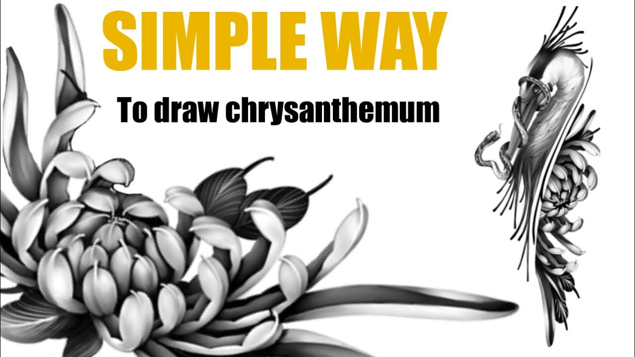 The SIMPLE WAY to draw CHRYSANTHEMUM | using 2 methods | tattoo freehand advice