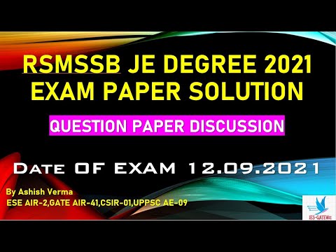 RSMSSB JE Degree Civil 2021 Exam Solution||Answer Keys||Brief Explanation|IESGATEWiz