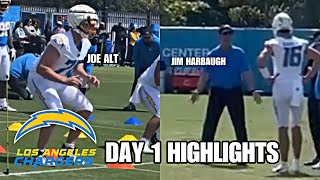 LA Chargers ROOKIE Minicamp Highlights DAY 1: Jim Harbaugh DEBUT + Joe Alt FOOTWORK DRILLS! 🔥