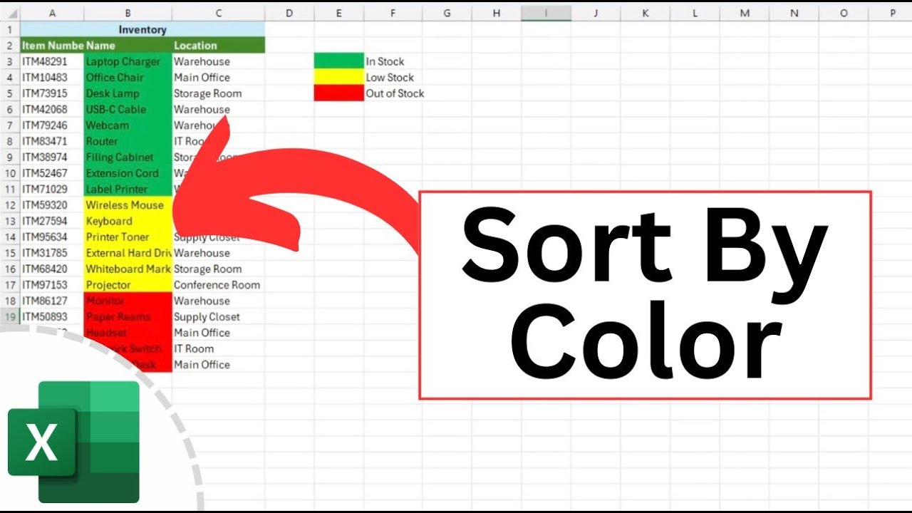How to Sort Excel Data By Color - YouTube