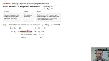 Algebra 1 6-3 Solving Systems Using Elimination: Problem 3 - Solving a System by Multiplying