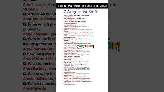 Rrb Ntpc Exam Ysis 20257 August 1St Shift Rrb Ntpc Exam Ysis Today