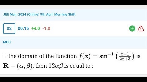 If the domain of the function f(x)=arcsin((x-1)/(2x+3)) R-(alpha, beta) then 12αß is equal to: