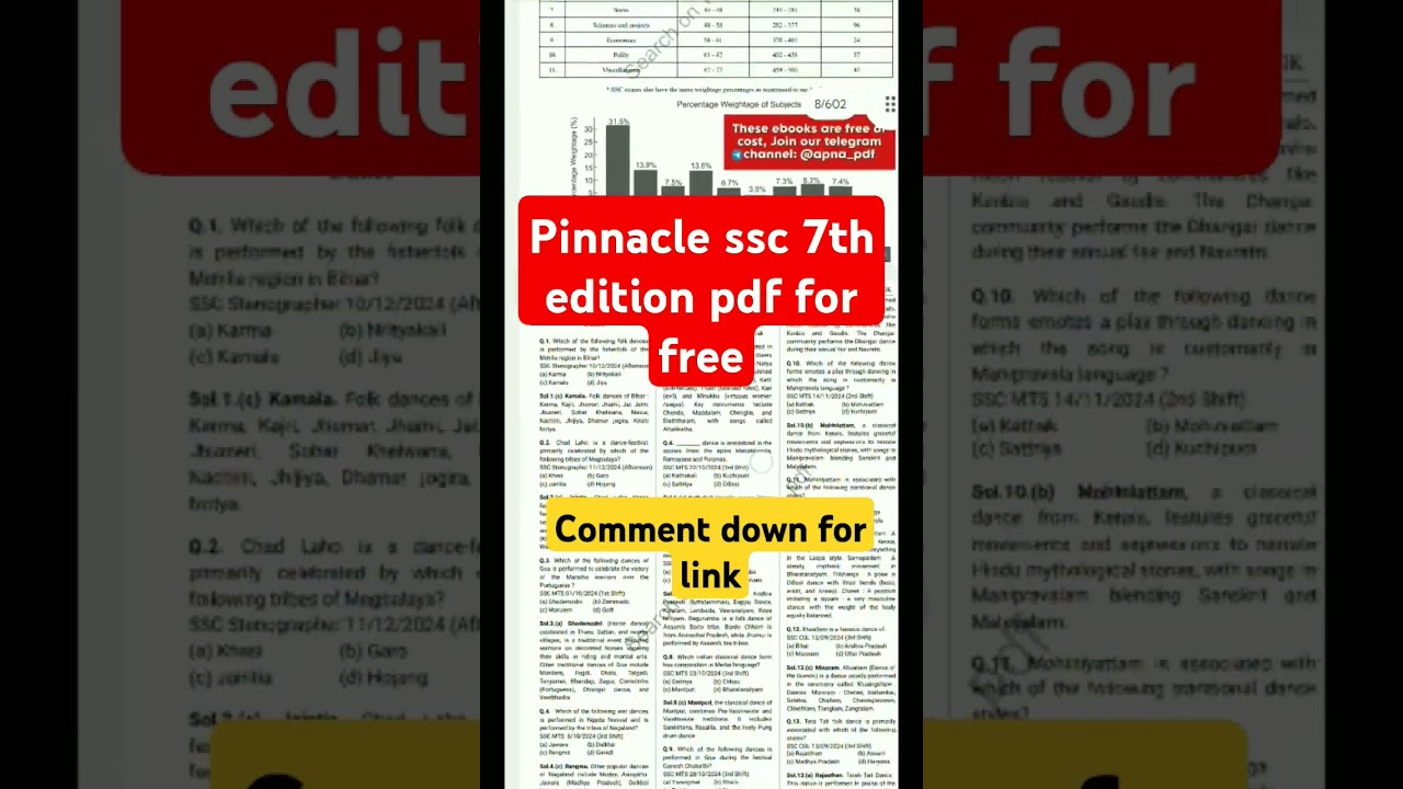 Pinnacle SSC CGL book 7th edition PDF for free link in discription #sscexam #sscgk #ssc  #ssccgl2025