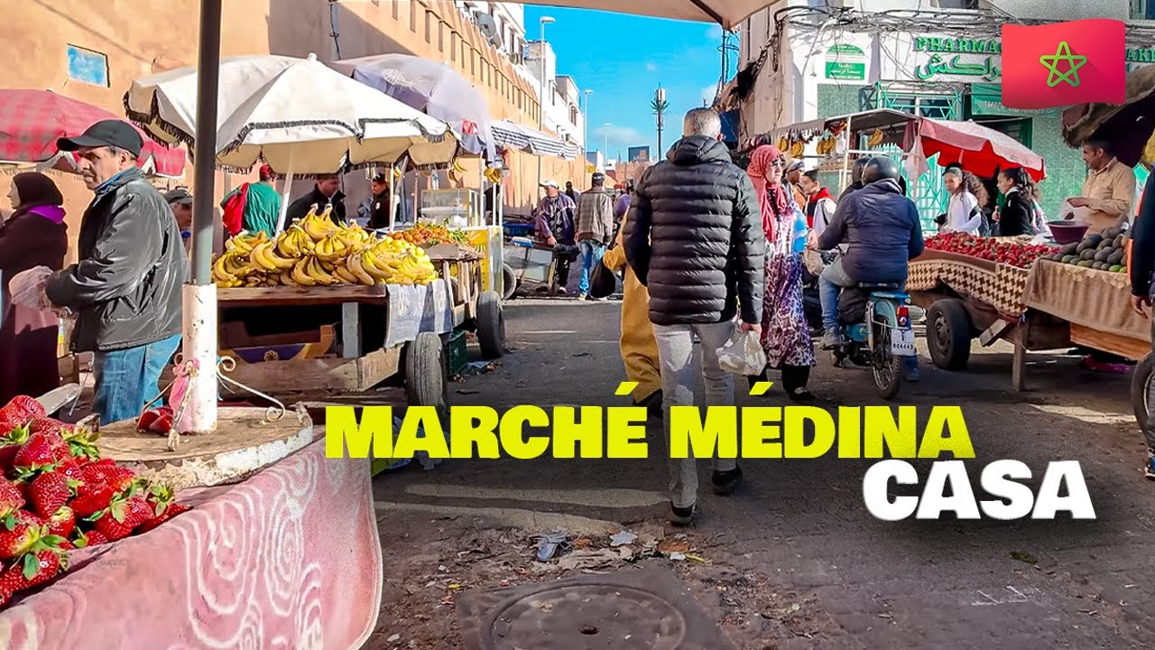Que trouve t-on dans les marchés marocains ? (Medina de casa) - Walking Tour 4K