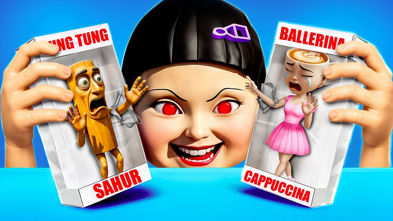 Ballerina Cappuccina proti Obří Squid Game Panence - hra na schovávanou v krabicích!