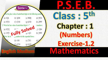 PSEB 5th maths exercise 1.2 | pseb 5th maths 1.2 English medium | PSEB 5th maths chapter Numbers
