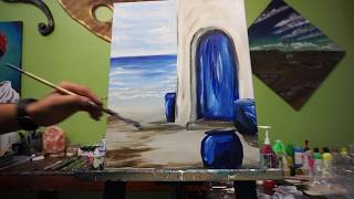Blue Beach Door "peacefully painting"