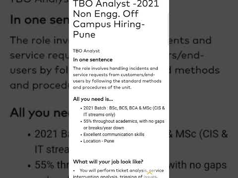 Amdocs is hiring for TBO Analyst 2022 Off Campus Pune for 2021 Passout Graduates ? Link  description